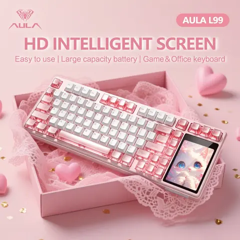 Aula L99 Gaming Mechanical Keyboard, Pc Gaming Keyboards, 84-Key Layout, RGB Lighting, Wired/wireless, Hot-Swappable Axes, Customizable Animations, Large Battery Capacity, Lighted Mechanical Keyboard