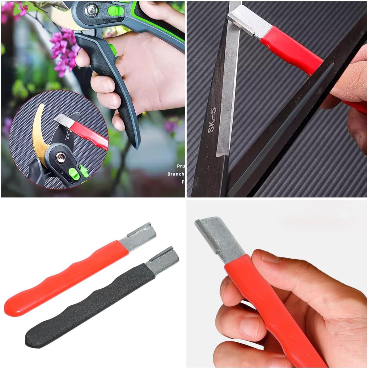4 Pack Pruning Shears Blade Sharpener Mini Portable Quick Edge Sharpening Carbide Knife Sharpeners for Garden Tool Trimming Knives Cutter Scissor Axe Clipper Pruners Kitchen Garage Outdoor
