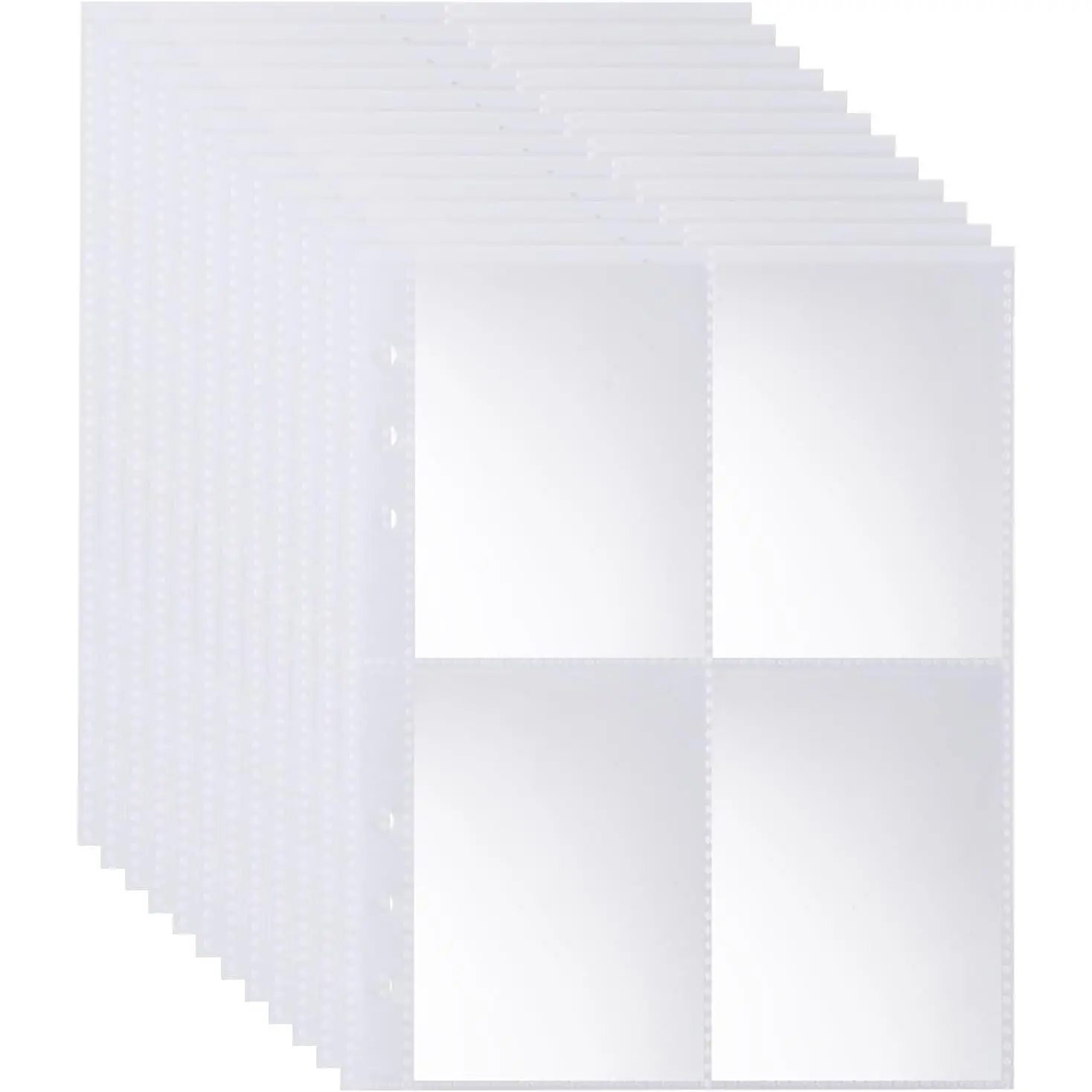 320 Pockets 6 Ring A5 Binder Inserts,   4 Pocket Card Binder Sleeves, 2.5x3.5 Inch Double Side for 6 Ring Binder, A5 Small Plastic Sleeves for Trading Card, Baseball Card, Photocard