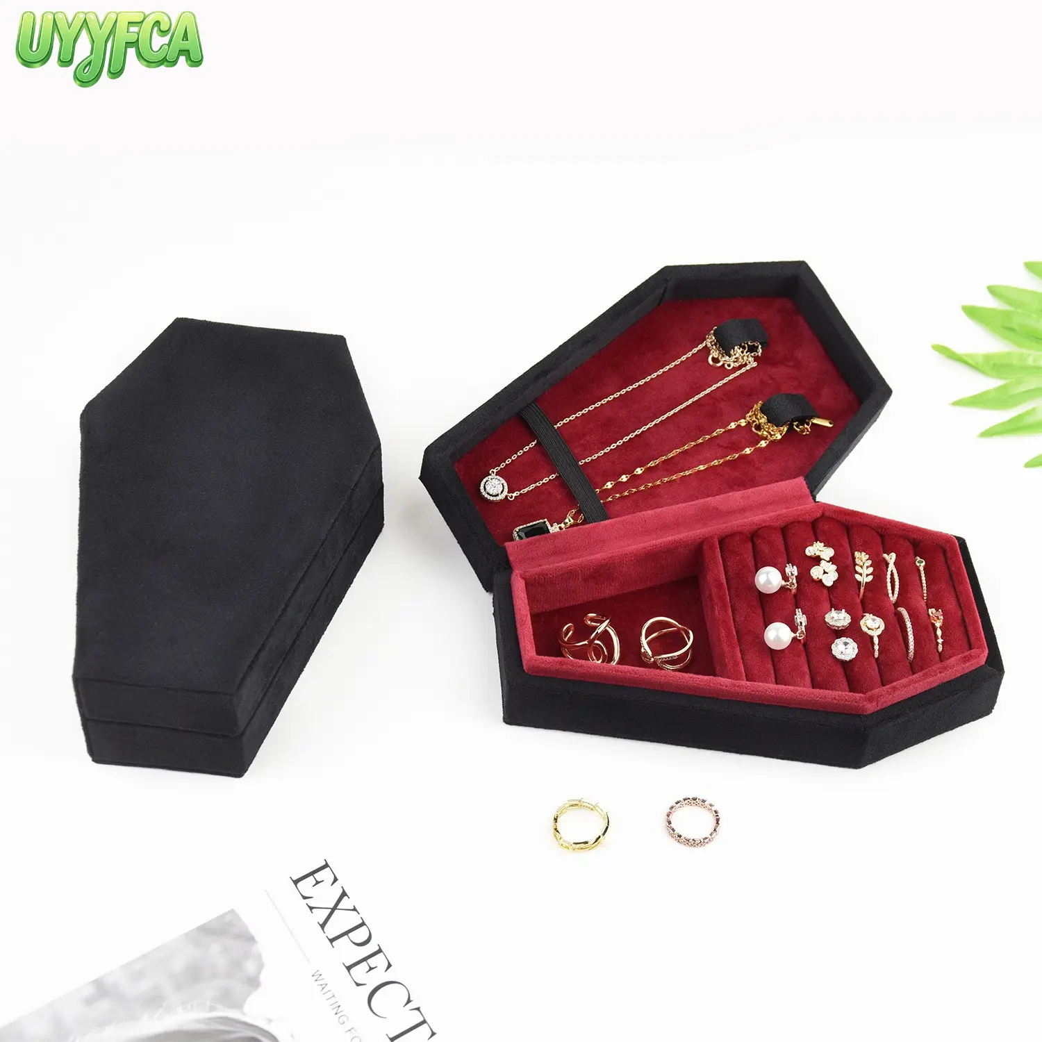 Velvet Jewelry Storage Box,Gothic Storage Case with Ring Slots and Necklace Hooks, Anti-Scratch Soft Lined Portable Jewelry Display Box, Unique Dark Aesthetic Vanity Accessory ,Jewelry Holder Organizer, Divided Compartments,Vacation outfits,Summerwins