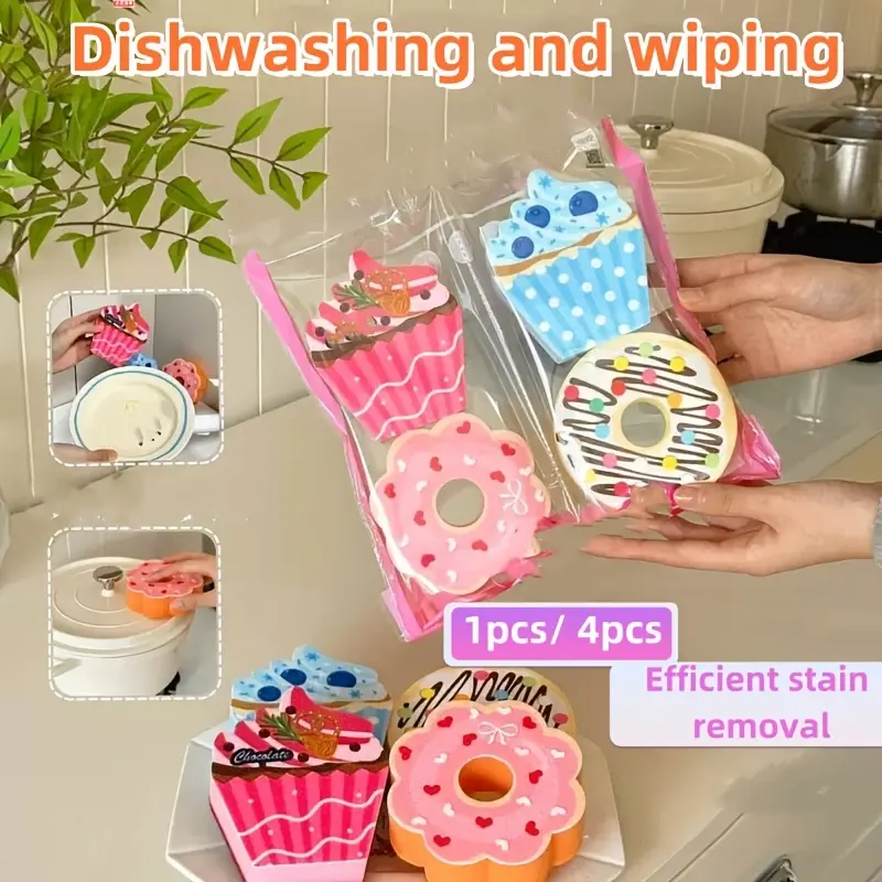 1pc/4pcs Dishwashing Sponge Set, Soft, Foamy, Attractive, and Absorbent