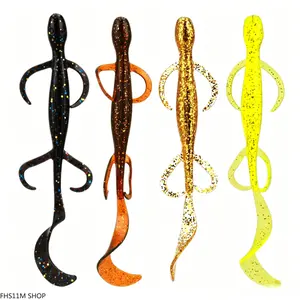Bionic Gecko Soft Fishing Lure With Curly Tail Action, Realistic Creature Bait For Bass Fishing, Freshwater Fishing, Pond Fishing And Predator Fish Anglers, Soft Plastic Swimbait For Texas Rig And Finesse Fishing