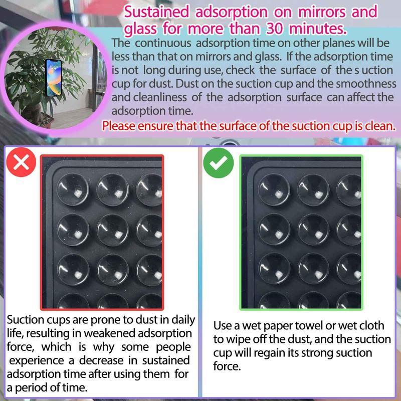 2-Pack Silicone Phone Grip Mount with Suction Cups for Hands-Free Use on Smooth Surfaces with Most Mobile Phones