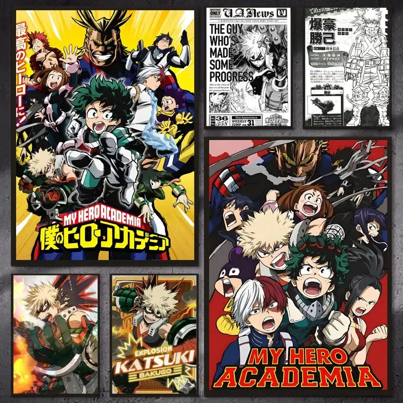 B-Bakugo Katsuki mMy Hero Academias Poster Versatile HD Waterproof Wall Art Self-Adhesive Decor for Any Space Ideal Gift tribute anime artwork Anime Poster Wall Art Print anime wall print home decor wall art modern poster