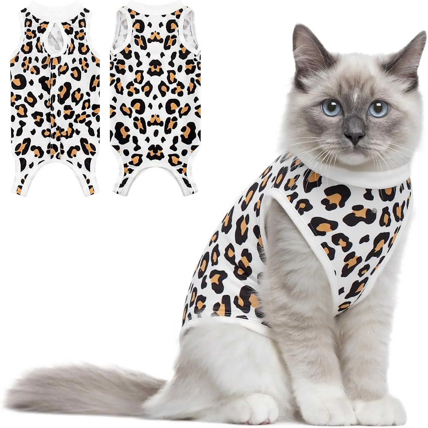 Breathable Cat Recovery Suit for Female Cats, Onesie Cat Surgery Suit for Surgical Abdominal Wounds and Skin Diseases, Cute Kitten Spay Recovery Suit, E-Collar Alternative Anti Licking