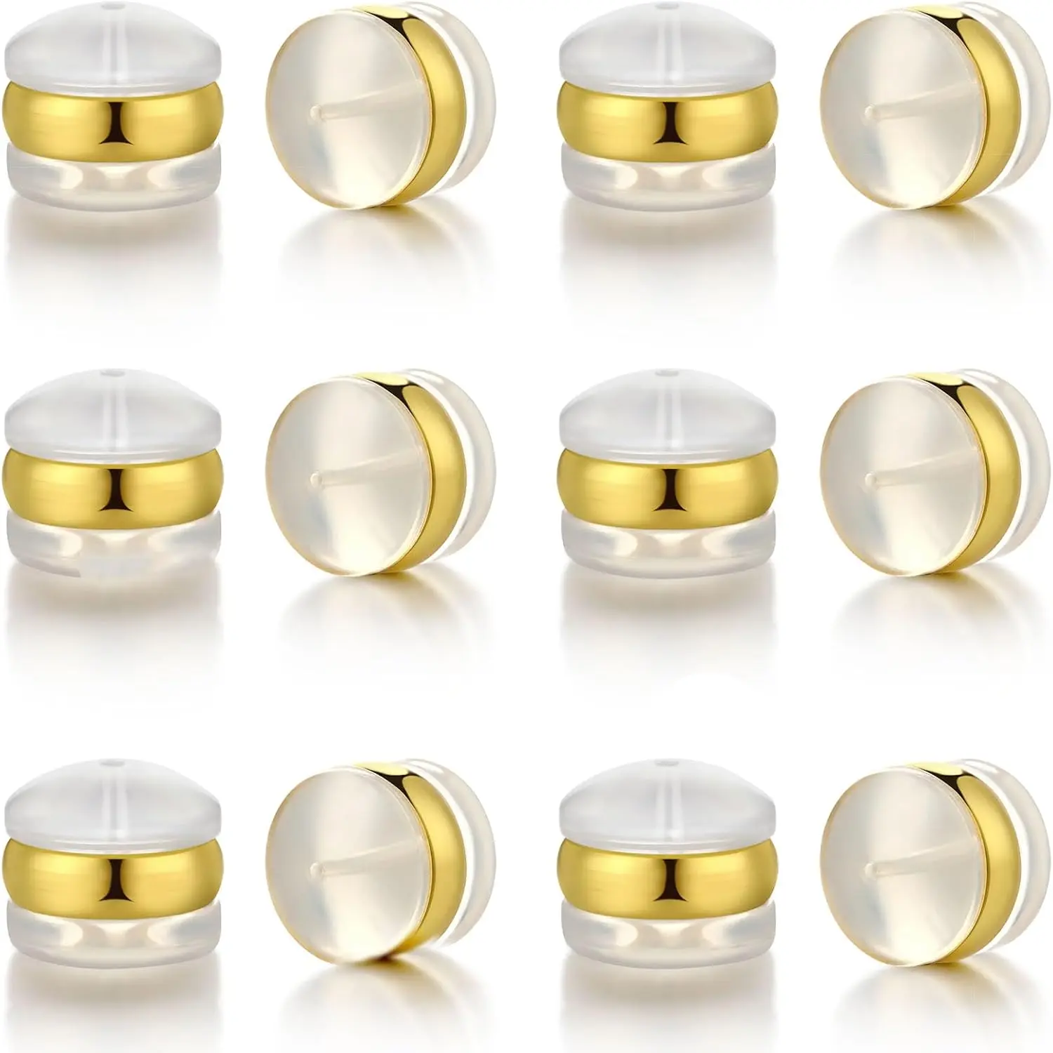 Earring Backs, 18K  Plated, Secure Locking for Heavy Earrings,  Clear