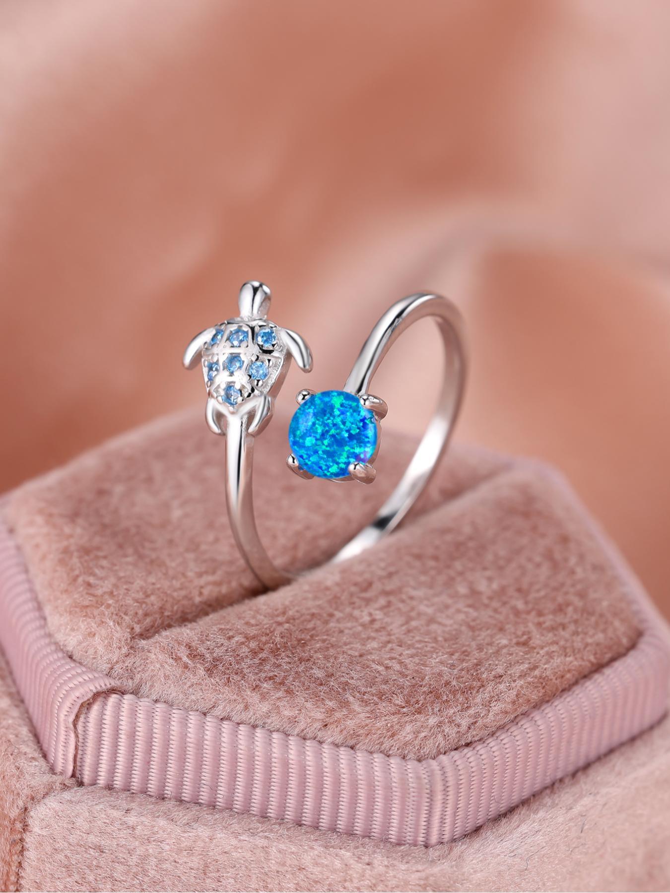 925 Sterling Silver Cute Turtle Design Ring, Adjustable Ring for Women & Girls, Fashion Jewelry for Party Decor, Trendy All-match Jewelry for Birthday Gift