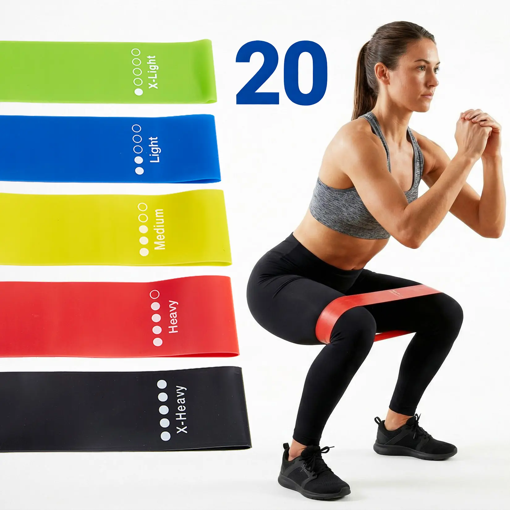 TPE Resistance Bands Set for Strength Training & Rehab - Elastic Exercise Bands for Home Gym, Yoga & Pilates - Includes Portable Carry Bag