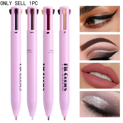4 in 1 Makeup Pen, 1 Count Eyeliner & Lip Liner & Highlighter & Brow Pencil, Portable Multifunctional Makeup Pen for Women, Cosmetic, Eyebrow Pencils, Eyebrow Makeup Products, Eyebrow Set, Eyebrow Thickener, Eyebrow Enhancer, Eyebrow Perfection