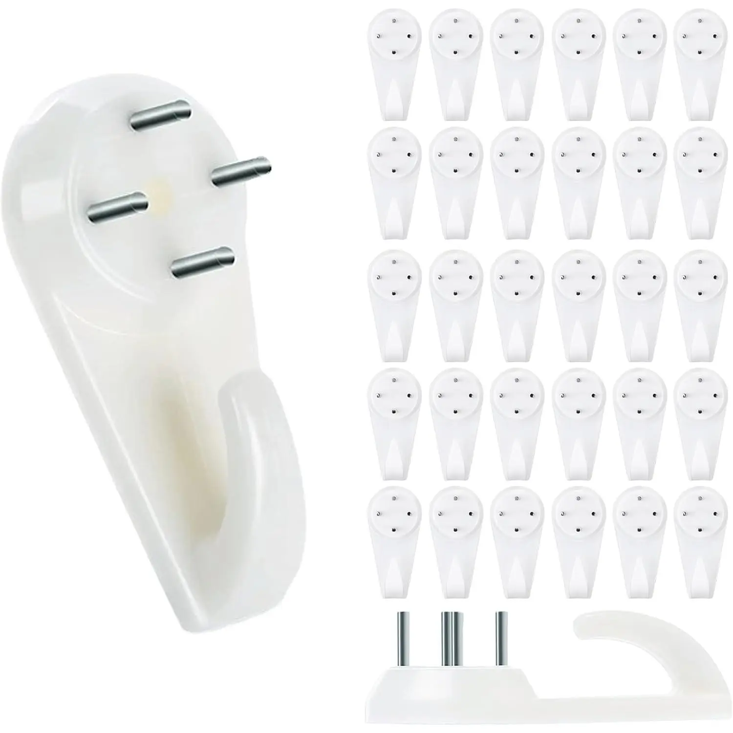 50 PCS 1.2In Large Invisible Nail Hangers,Powerful Drywall Picture Hooks to Stucco Without Drilling Cinder Block Wall Hangers Fasteners Traceless Hardwall Hangers with Hook Handrail New model