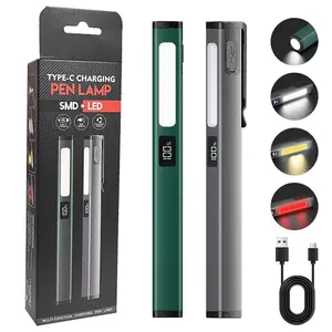 Rechargeable LED Multitool Flashlight with Magnetic Clip, Smart LCD Power Display Pocket Flashlight, Dual Flashlight Mini Pen Light, Camping Essentials Car Emergency Tool
