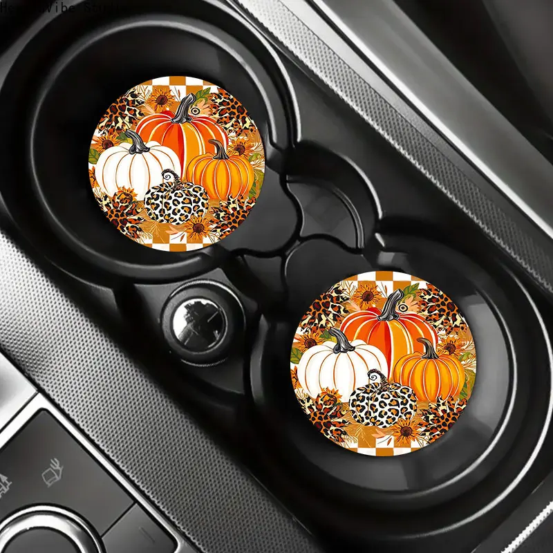 2 Pieces Thanksgiving Vacuum Cup Holder Cup Holder - EVA Material, Pumpkin Leopard Sunflower Vacuum, Vacuum Vacuum Material, Vacuum Accessories, Daily Vacuum