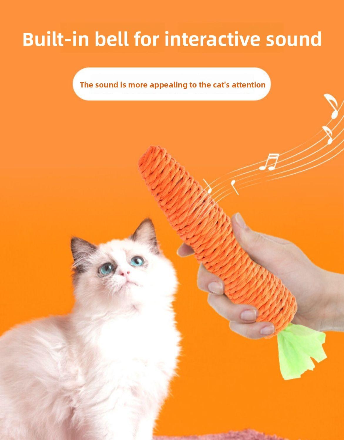 Cat toy paper rope carrot self-entertainment boredom buster chew-resistant cat teaser stick
