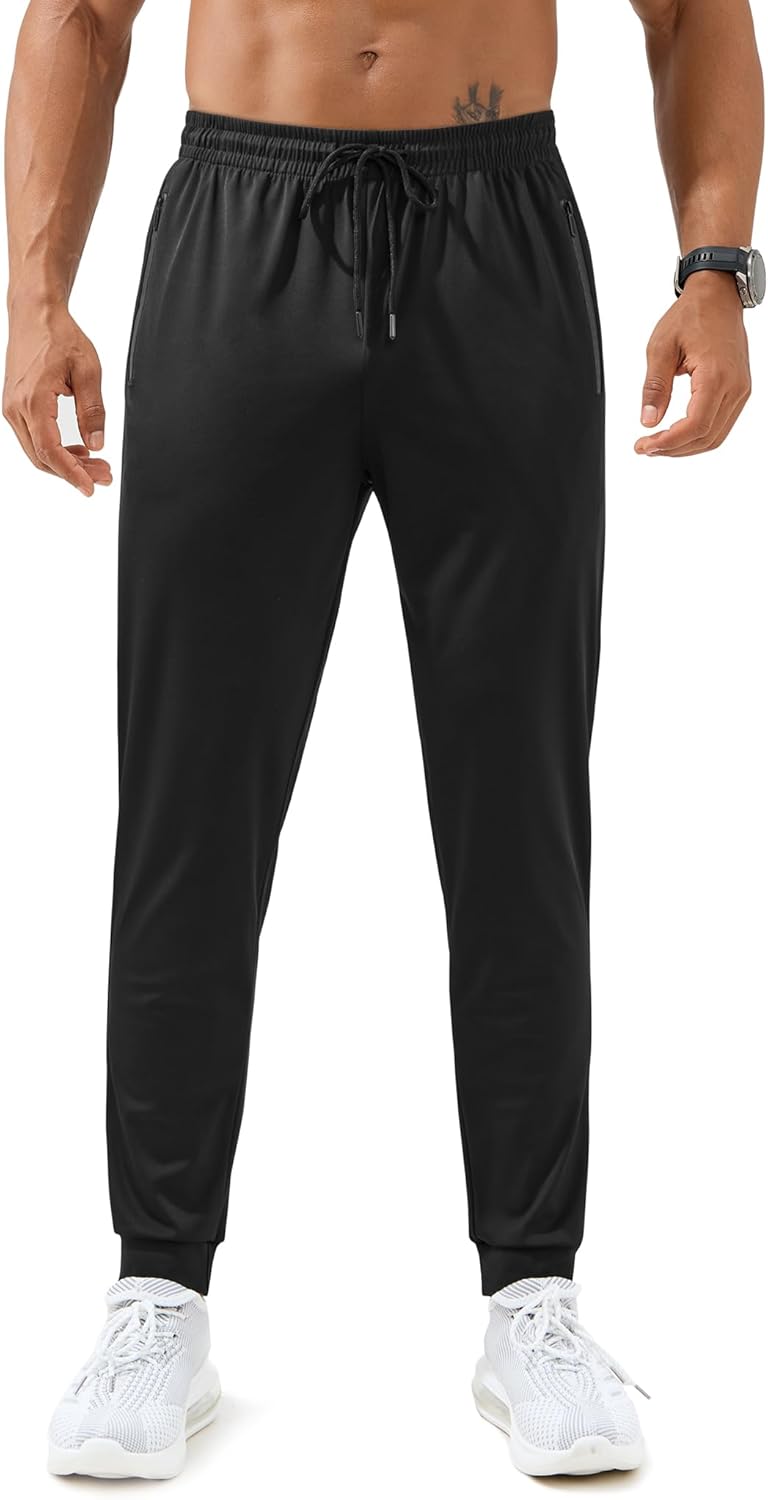 Mens Sweatpants with Zipper Pockets - Lightweight Athletic Joggers for Workout, Running, Gym, Track, Casual Wear
