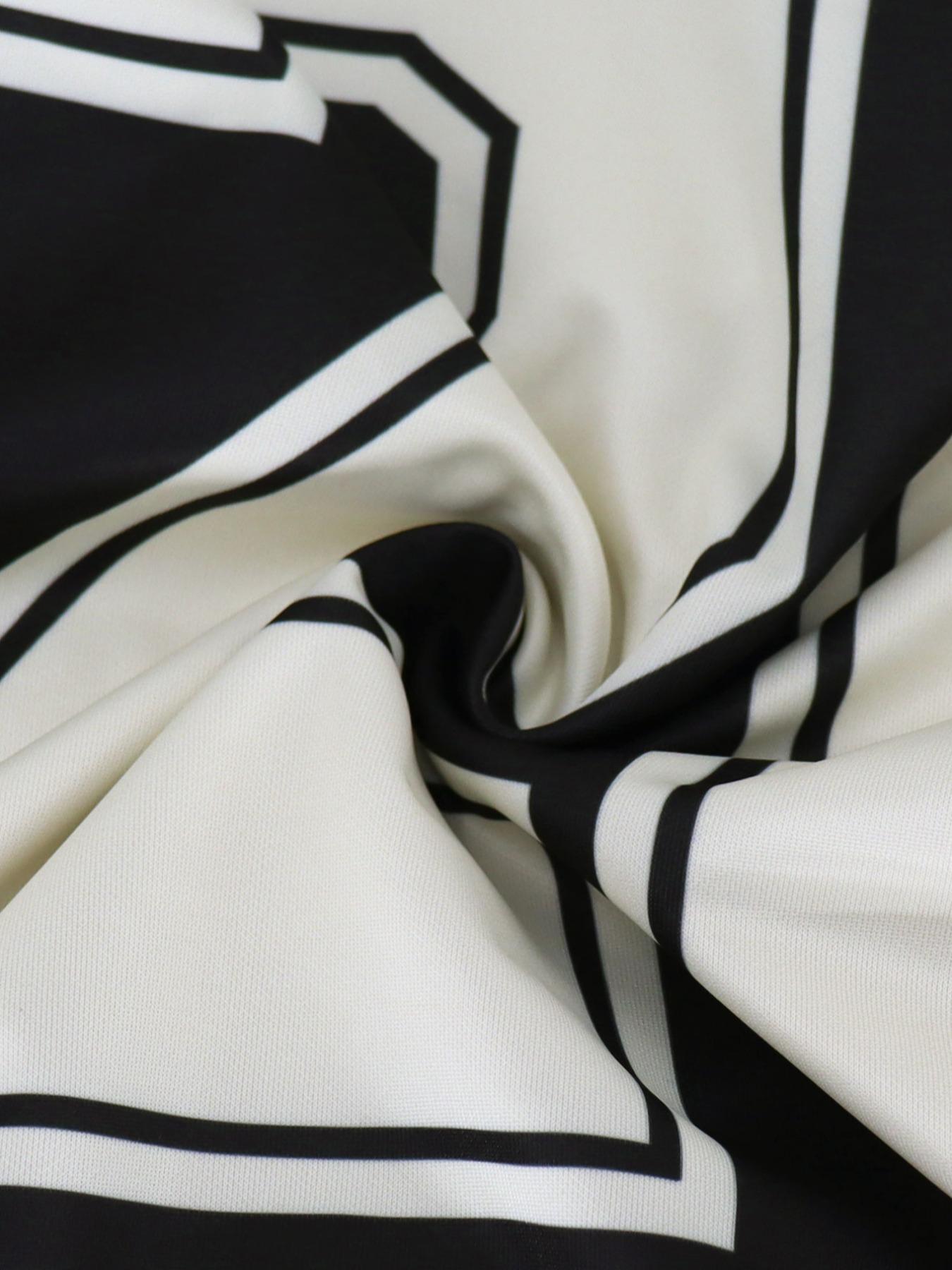 Plus Size V Neck Long Sleeve Top Dress, Casual Street Style Loose Fit, Trendy Versatile Women's Clothing, Figure Pattern Design, Knit