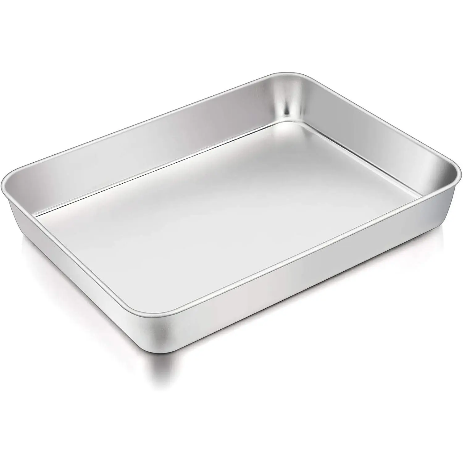 Lasagna Pan, 12.3’’ x 9.75’’ x 2’’, Stainless Steel Rectangular Cake Brownie Casserole Pan For Roasting Baking, Healthy & Heavy Duty, Brushed Surface & Deep Side, Dishwasher Safe