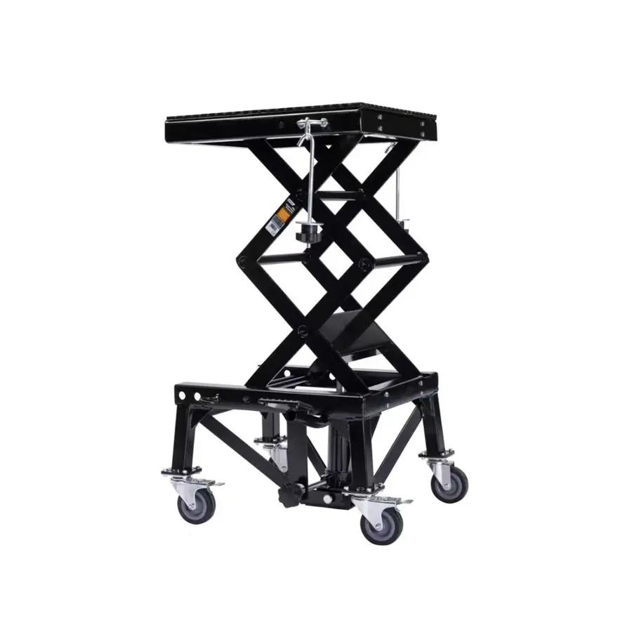 Hydraulic Motorcycle Lift Jack Table, Hydraulic Motorcycle Lift Jack Table, 350 LBS Foot-Operated Motorcycle Scissor Jack Lift with 4 Wheels, Wide Deck, J-Hooks, ATV Dirt Bike Scissor Stand