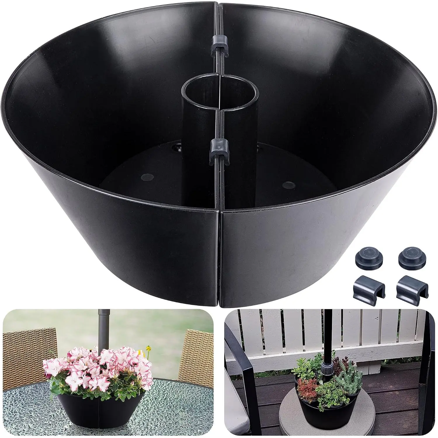 2 count/Set Umbrella Planters, Half Circle Planter Pots with Umbrella Hole