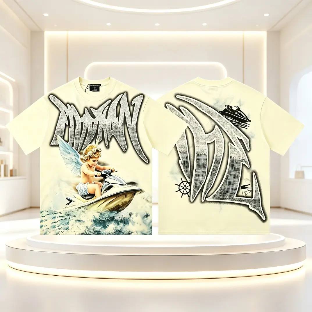 Trending Mixed Emotion Rhinestone Angel Graphic T-Shirt Cotton Tee Oversized Front Back Print Shirt Y2K Streetwear Hip Hop Casual Summer Top Unisex Festival Gift