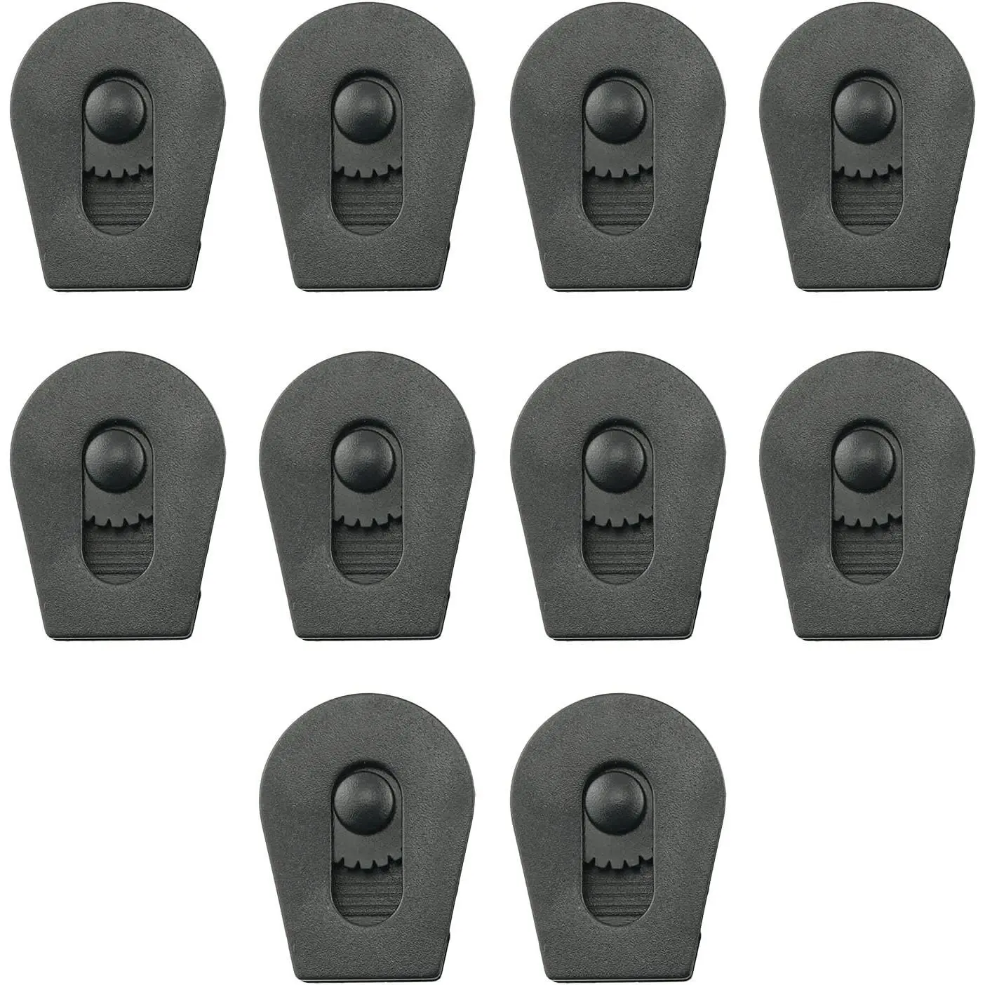 10 count Plastic Toggle Stopper Wheeled Cord Lock or Paracord, Drawstrings, Clothing, Black