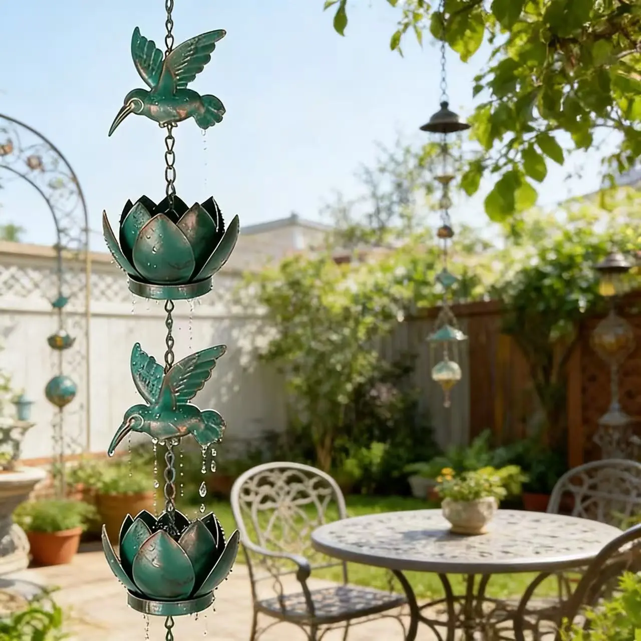 2.4m Villa Rain Chain, Japanese Style Eaves Drainage Chain, Garden Water Guide Chain, Gutter Downspout, Iron Rainwater Collector, Iron Material, Japanese Aesthetic, Elegant Appearance