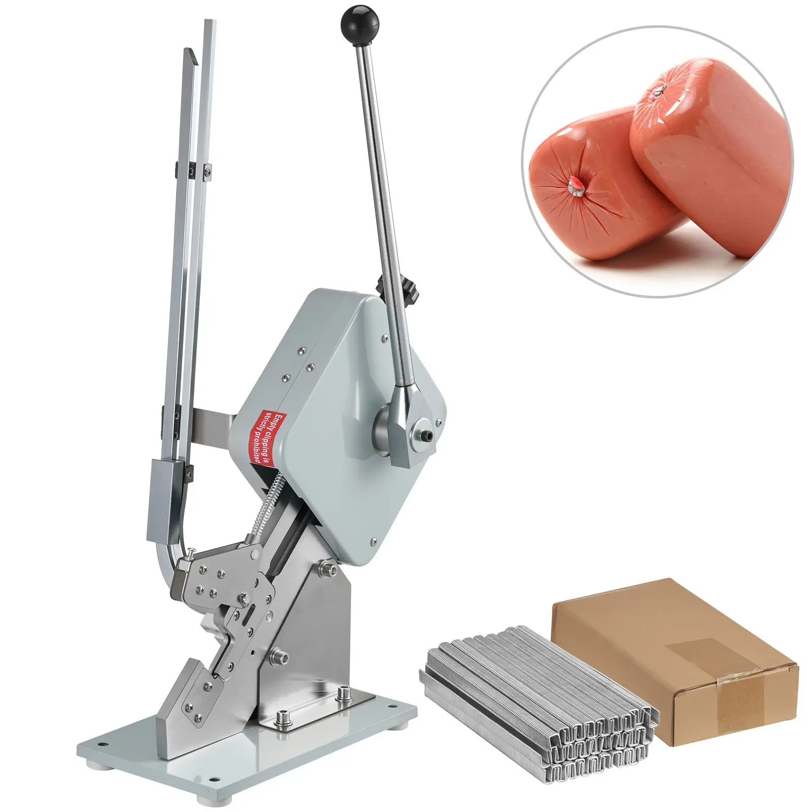 VEVOR Manual U-shape Sausage Clipper Clipping Machine Food Clipping Maker for Sausage Packing Sealing with 1 Box of Buckles 5000pcs