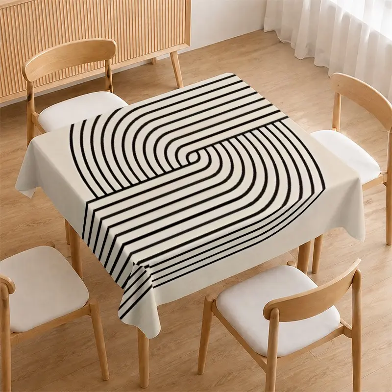 Minimalist Abstract Tablecloth, and Line Design, Modern Home Atmosphere, Waterproof and Heat Resistant, Easy to Clean