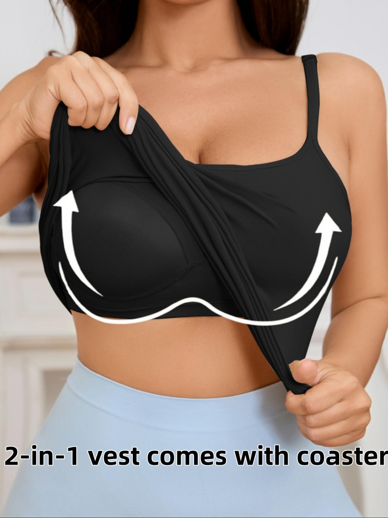 Women's Solid Color Padded Shapewear Cami Top, Adjustable Straps,Breathable Comfortable Shaper Top, Built in Bra,Tummy Control Compression Shapewear for Daily Wear or Outdoor,Ladies Underwear for Fall & Winter,Soft Stretch Fabric,Keep Warm Lingerie