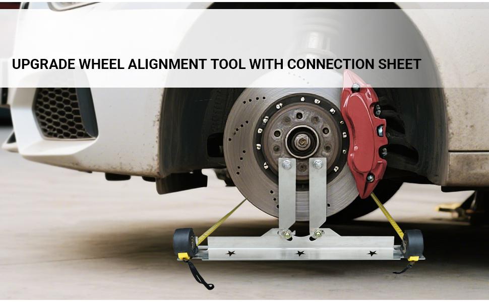 Wheel Alignment Tool with Connection Sheet, Premium Stainless Steel Toe Alignment Tool Plates for Car, Truck, SUV(Include 2 Measuring Tapes)