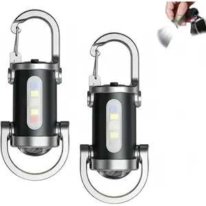 Rechargeable Keychain Flashlight: High-Brightness 800 Lumens, Aluminum Alloy EDC Mini Key Light; Features 7 Lighting Modes and a COB Work Light.
