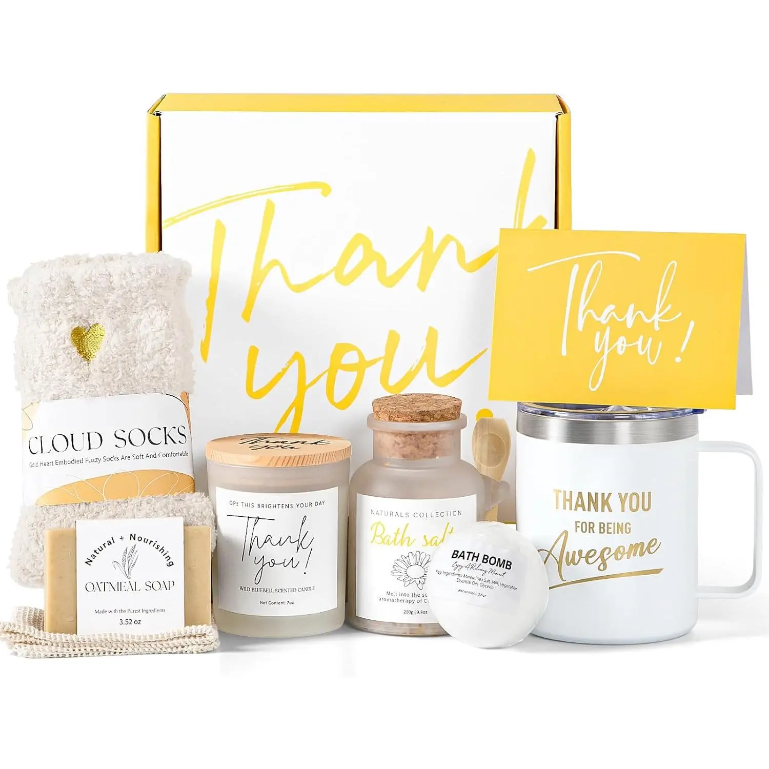 Thank You Gifts for Women, 8 count Employee Appreciation Gifts Baskets for Women Thank You Farewell Gifts for Coworkers Teacher  Hostess Secretary Nurse Mom Pastor-   Gratitude Box w/Candle