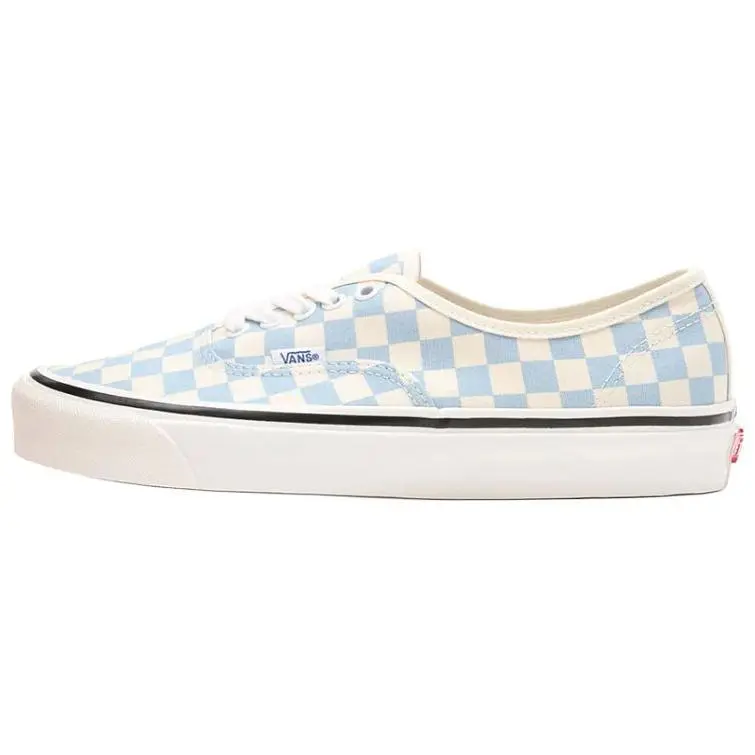 Vans Authentic 44 DX Canvas Checkerboard Low-Top Skate Shoes for Men and Women in Baby Blue Verifiable, with credentials and supporting global authentication