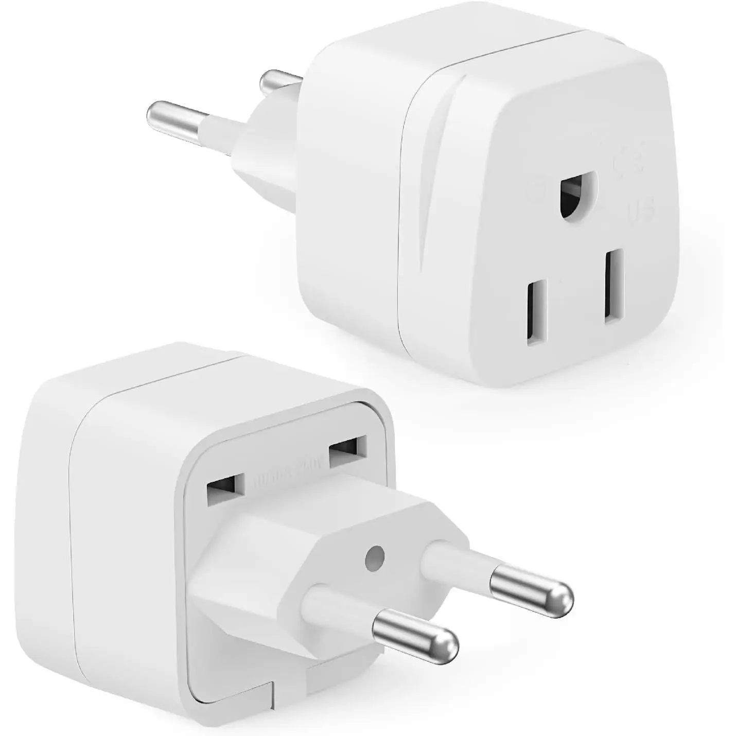 - European Travel Plug Adapter, 2 Pack, Type C,  to  Plug Adapter
