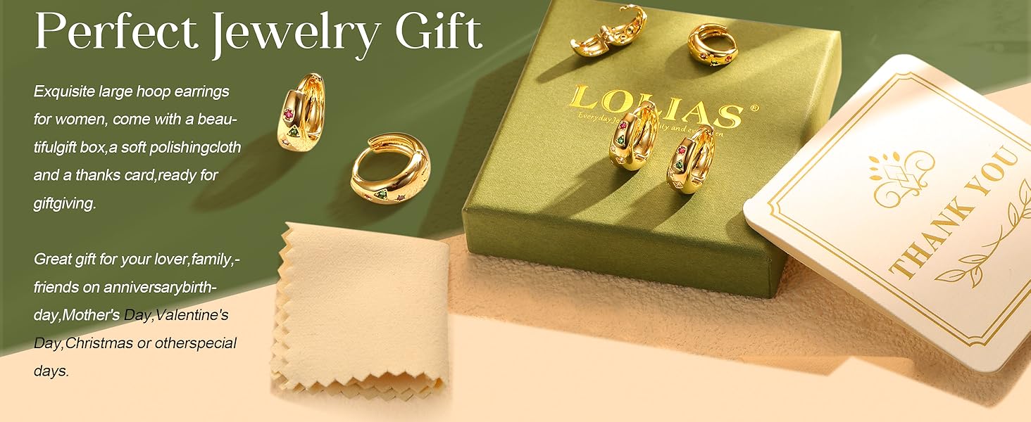 LOLIAS Gold Hoop Earrings Set for Women - 3Pairs Chunky Gold Silver Huggie Earrings Small 14K Gold Filled Earrings Lightweight Hypoallergenic MultiColored CZ Hoop Earrings Stacks for Multiple Piercing