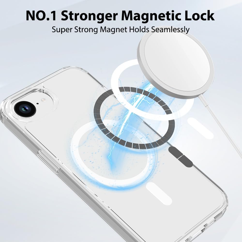 Magnetic phone case for iPhone 16E (SE4) Cases For iphone 17 16, 15, 14, 13 And 12 Pro Max Plus Transparent acrylic magnetic phone case Military Grade Drop Tested,Shockproof Anti-Scratch Clear Thin Slim Phone Case Clear Magnetic case for iphone 17 Pro Max