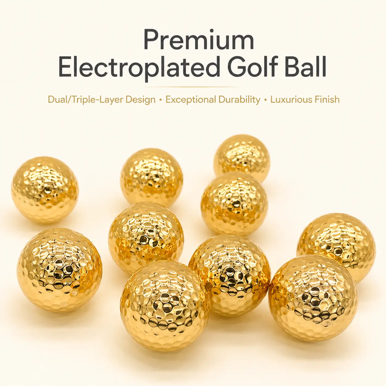 Premium Multi-Layer Golf Balls with Electroplated Metallic Finish in Gold and Silver Options for Enhanced Spin Control, Distance Accuracy, and Durable Performance on All Course Conditions