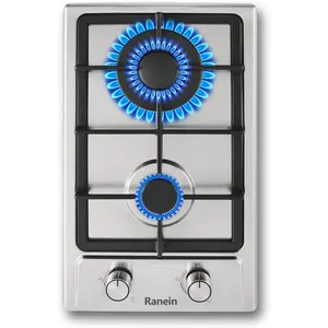 2-Burner Gas Cooktop, 12-Inch Gas Stove Top Compatible with Thermocouple Protection, Built-in Gas Stove, 304 Stainless Steel Panel, Compatible with NG&LPG for Apartment and Indoor