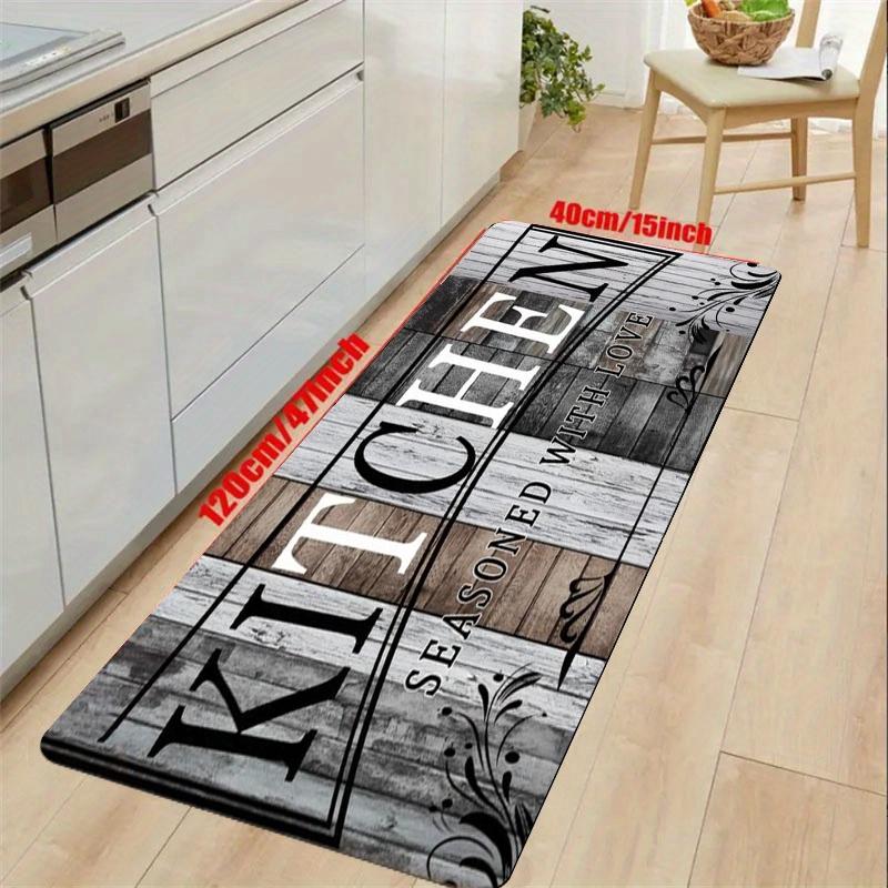 Flannel Kitchen Floor Mats with Letter Pattern Non-slip Soft Absorbent for Home Decor Farmhouse Kitchen Use