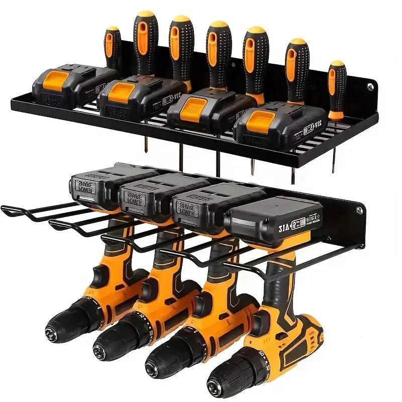 Double-Layer Wall-Mounted Tool Rack, Garage Hardware Storage Hanger for Tools & Hardware Organization