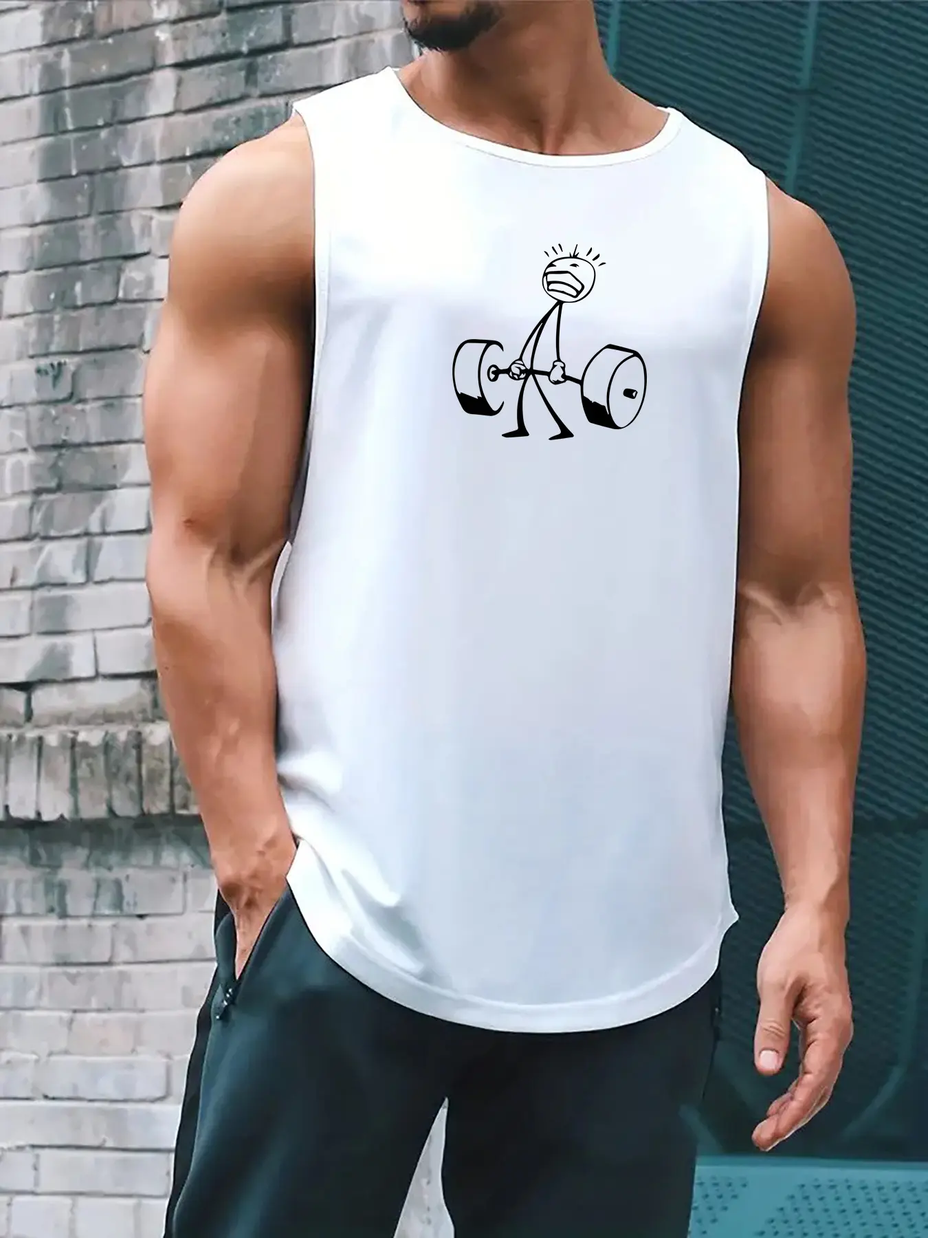 Men's Summer Muscle Graphic Tank Top, Loose Sleeveless Quick Dry Athletic Vest, Breathable Sweat Wicking Shirt for Gym Workout, Basketball and Casual Outdoor Wear