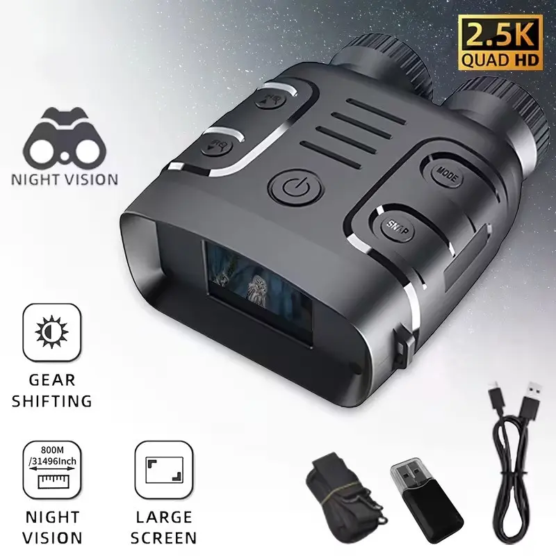 Night Vision Scope, HD Infrared Night Vision Telescope Camera, 800m Range, Rechargeable, Ideal for Night Photography, Hunting, Camping, Hiking, Survival Gear, Men's Gift