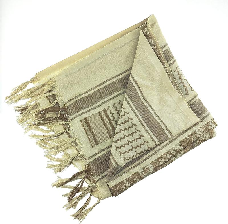 Luxns Military Shemagh Tactical Desert Scarf / 100% Cotton Keffiyeh Scarf Wrap for Men And Women