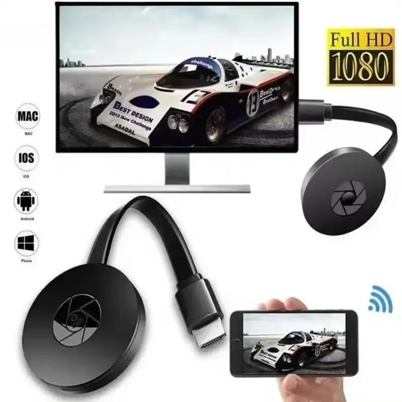 Wireless Phone Screen Mirroring Device, Horizontal and Vertical Screens, G2 Push HD HDMI Projection, No Delay Mobile Live Streaming