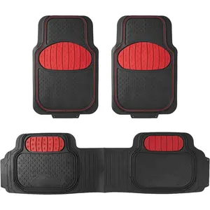 Car Floor Mats - Heavy-Duty Rubber Floor Mats for Cars, Universal Fit Full Set, Trimmable Automotive Floor Mats, Climaproof Floor Mats for Most Sedan, SUV, Truck Floor Mats Red