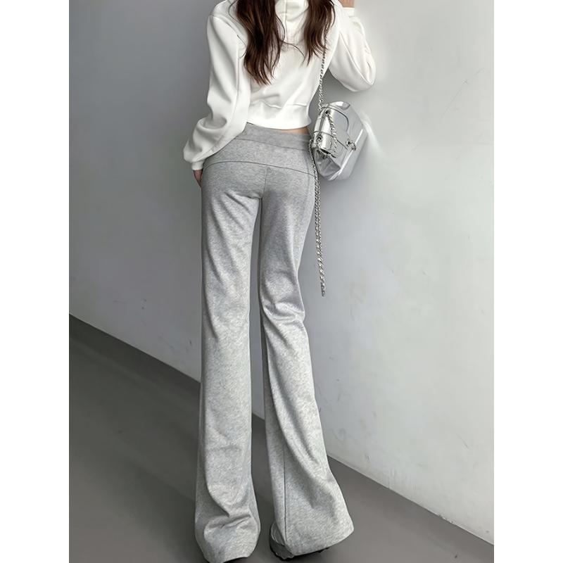 Drawstring Flare Leg Pants, Casual Forbidden Pants For Spring & Summer, Women's Clothing