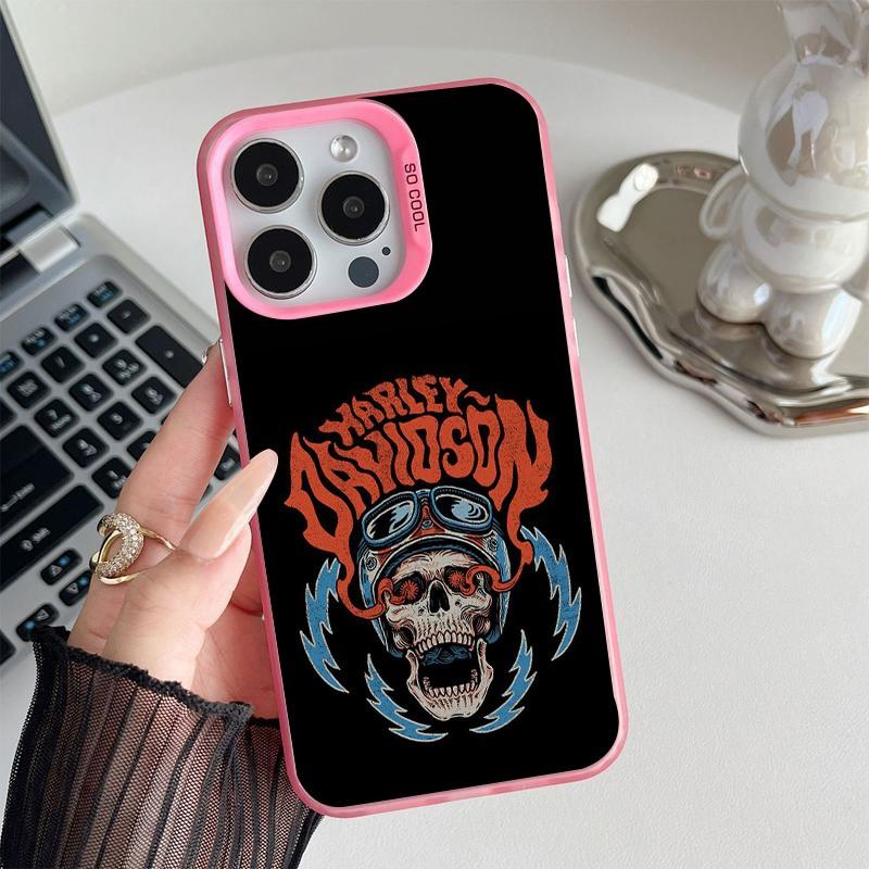 Harley - D Pattern Case For Iphone 17 Pro Max 17 Air 16 / 15 / 14 / 13 / 12 / 11 Pro Max Xr Xs E Plus Retro High - End Shockproof Drop Screen Protection Cute Durable Pc Smartphone Cover