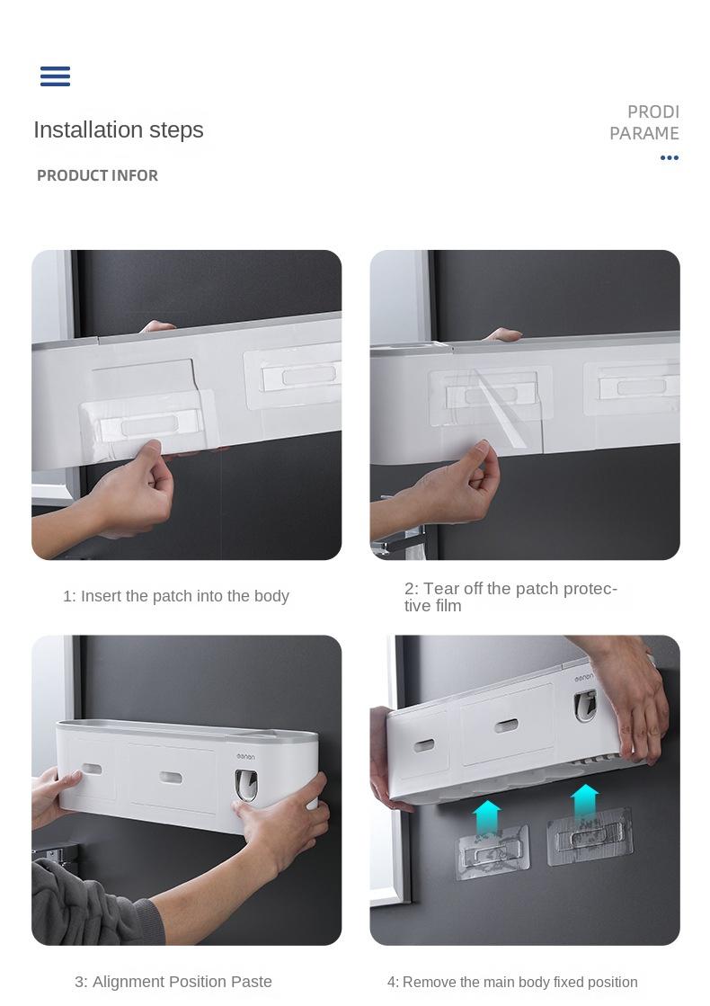 Creative toothbrush shelf, no punching, mouthwash, brushing cup, wall-mounted bathroom storage, automatic toothpaste squeezer toothbrush sterilizer