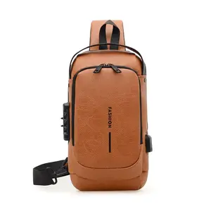 Retro Simple Men's Password-Lock Chest Bag, High-Style Fashion Shoulder Messenger Bag for Cycling (Sports & Outdoor Accessory)