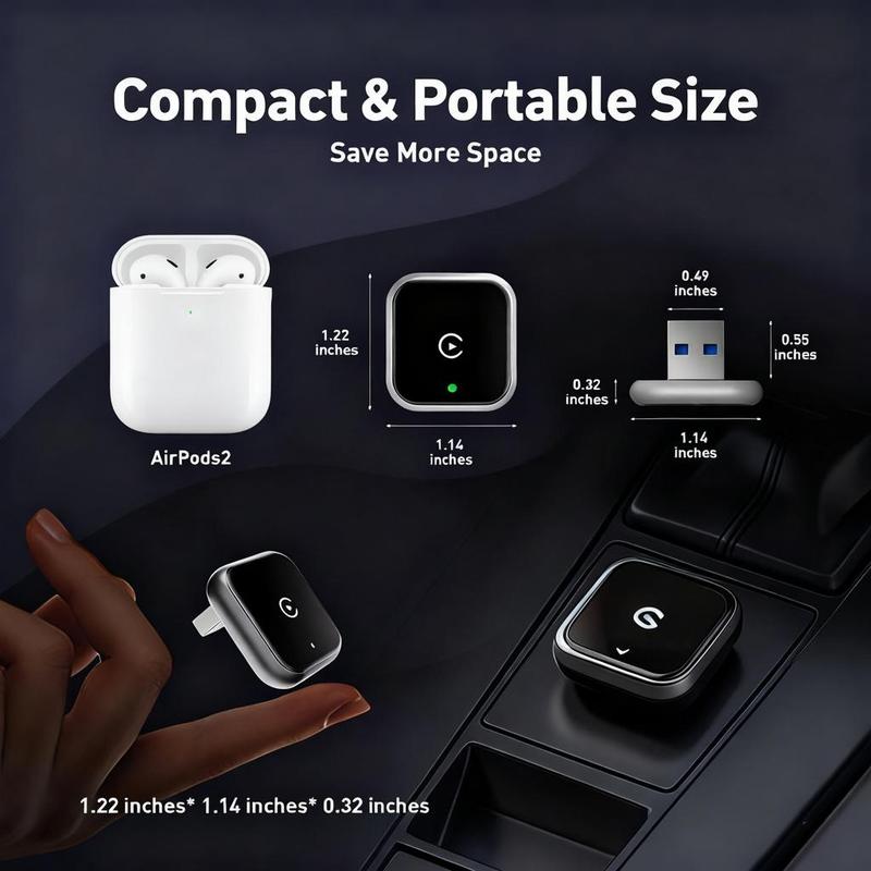 2026 Upgraded Wireless CarPlay Adapter – Fast Connection, No Latency, Supports Hands-Free Calls,  Effortlessly Converts Wired to Wireless CarPlay Adapter, Compatible with iPhone iOS 10+ & Android Auto