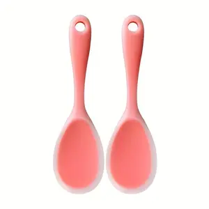 2-Pack Semi-Transparent Silicone for Rice Spoon - Thickened Non-Stick High Temperature Resistant, Easy to Clean Kitchen Tool for Rice And Mashed Potatoes, Silicone Spatula Spoon, for Rice Cooker Spoon, Mashed Food Tool, Mashed Potatoes